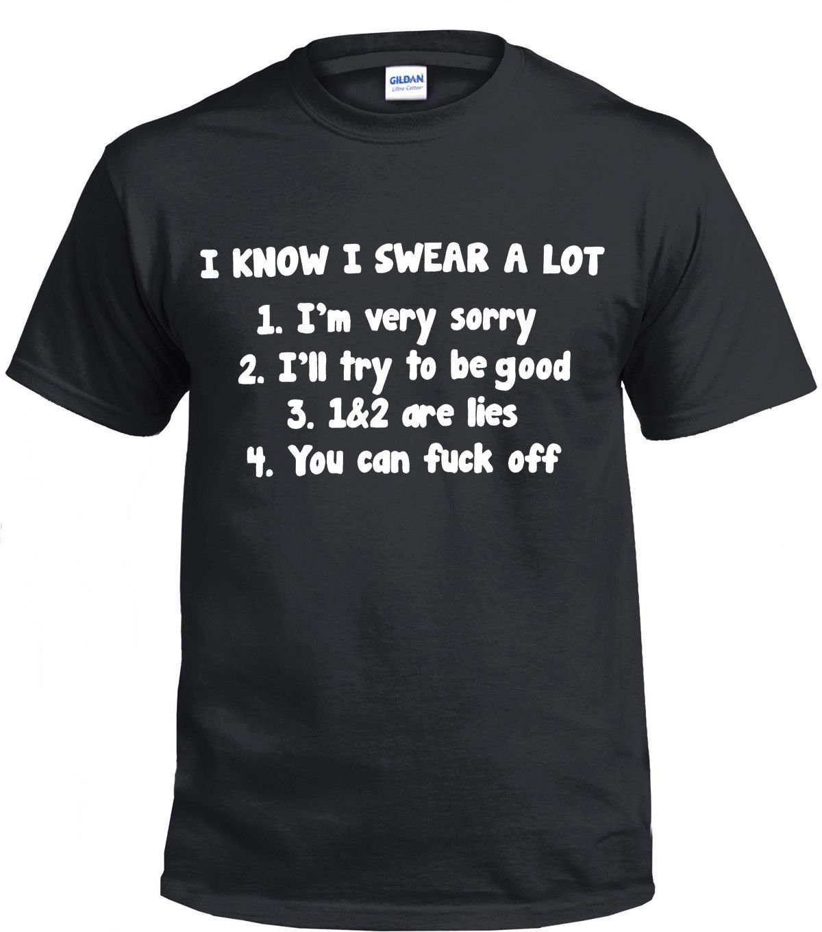 Trend Gear Men's Black I Know I Swear A Lot T Shirt- Slogan Novelty Gift Idea Funny Printed Tee (M)