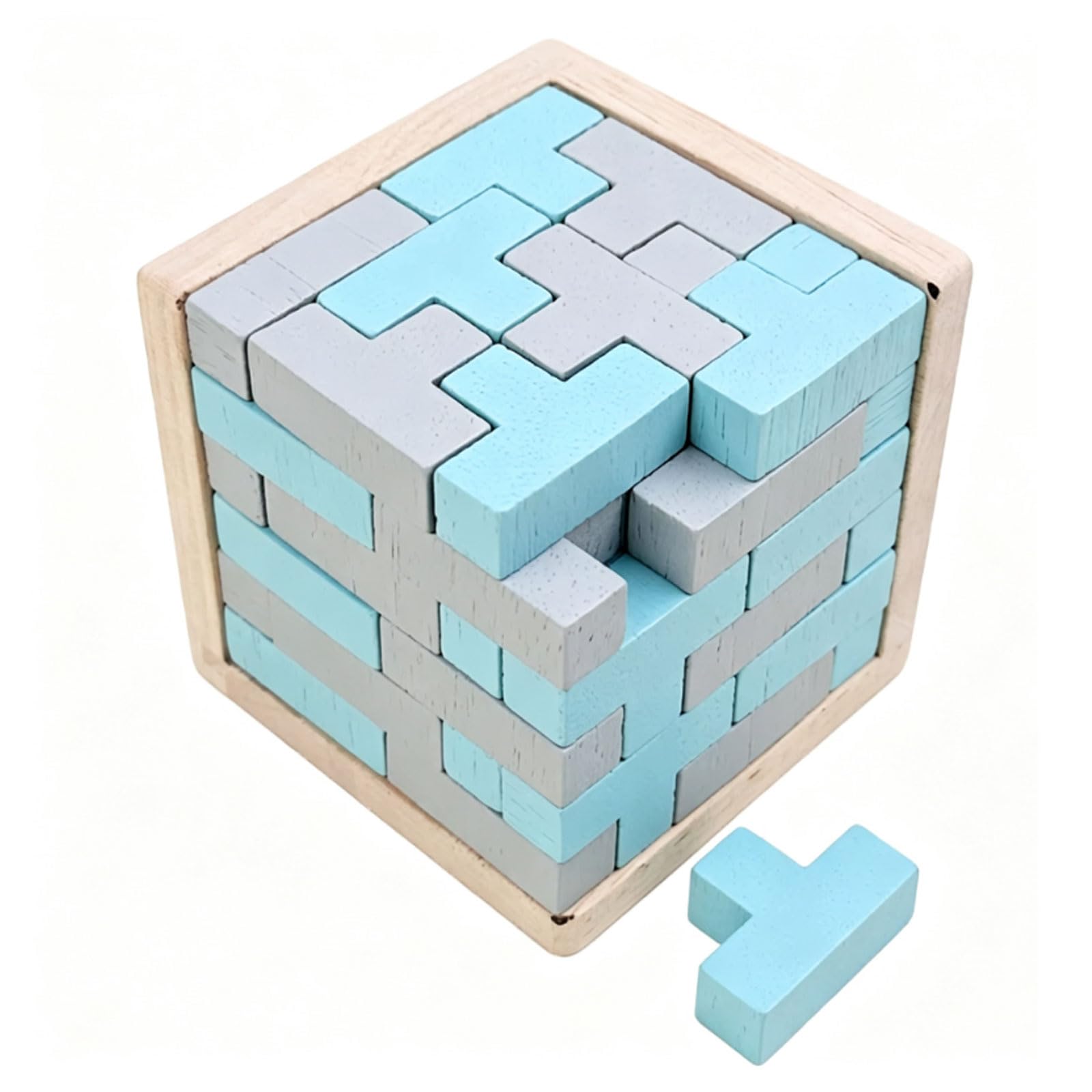 ttnmrc Montessori 3D Wooden Cube Brain Teaser Puzzle