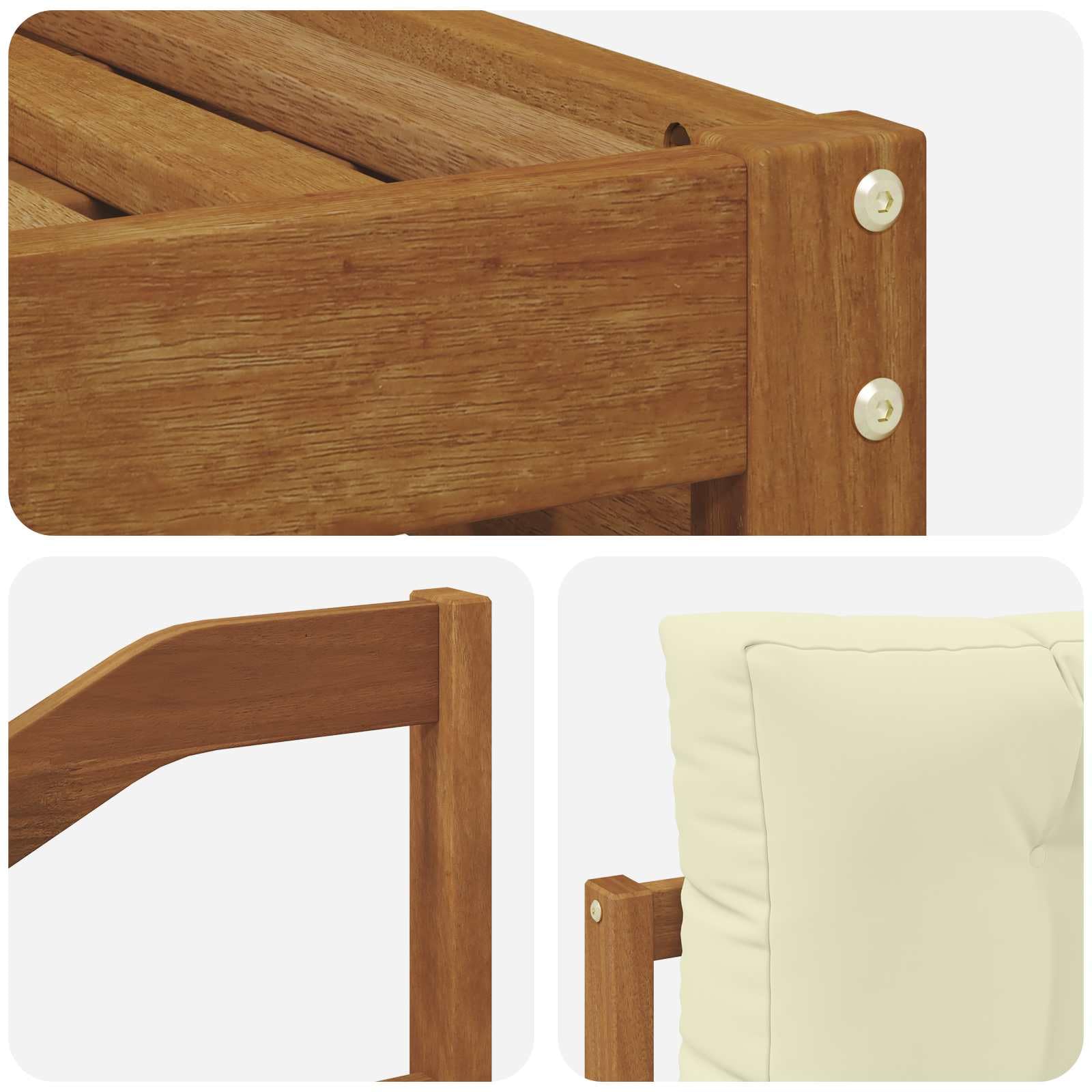 6-teiliges Sofaset aus natürlichem und cremefarbenem Akazienholz