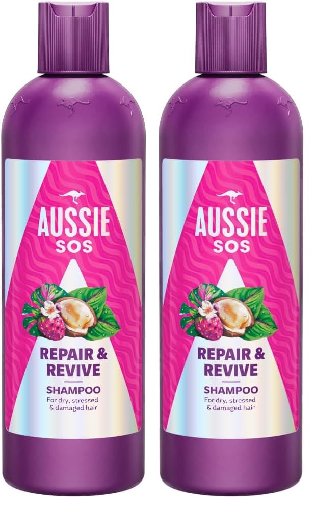 Aussie SOS Repair & Revive Champú 300ml. Tu Pelo Seco, Estresado Y Dañado Será Más Suave, Liso E Hidratado. Previene Futuros Daños. Vegano (Paquete de 2) en oferta en Amazon