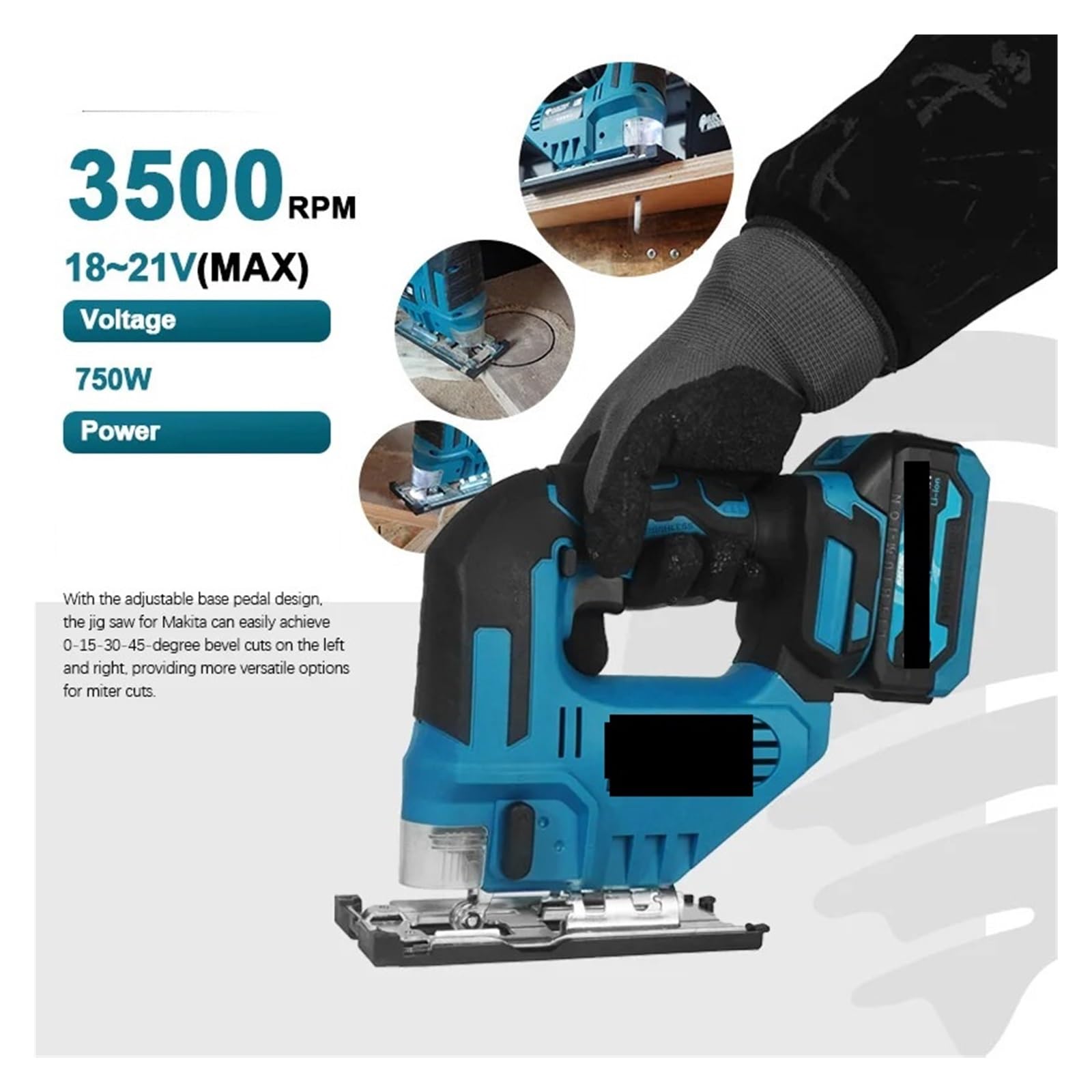 Seghetto alternativo, Curva Elettrica A Batteria Da 2150 Giri/min. Utensile Elettrico Taglio Per Lavorazione Del Legno Ricaricabile 750 W Per 18 V(No-Battery)