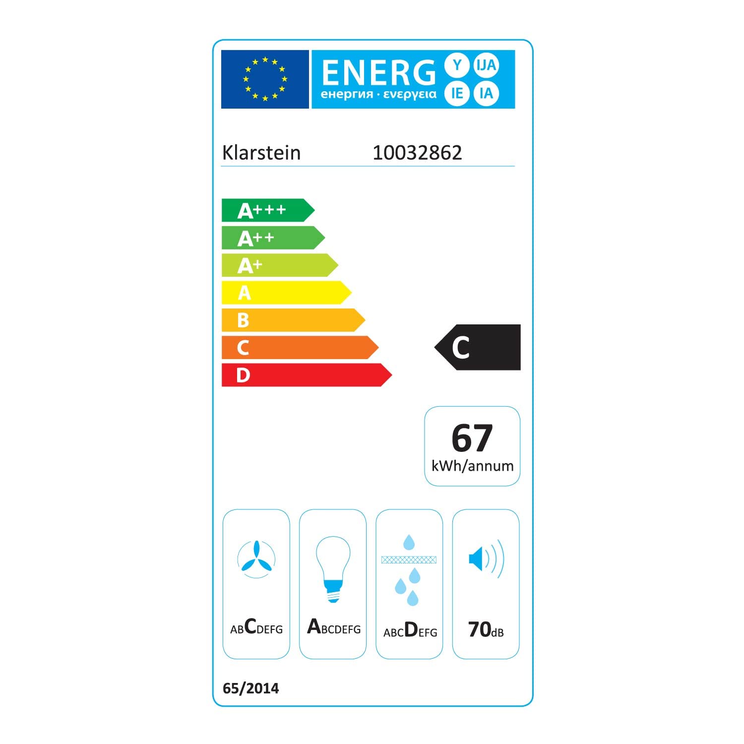 Klarstein Hektor Hotte aspirante encastrable - Hotte aspirante, 52 cm, 190W, 530 m³/h de puissance d’extraction, Écran tactile LED, Blanc