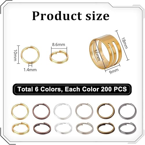 Miniatura 13 de PH PandaHall Alrededor de 1700 anillos divididos de hierro, anillo de salto de doble bucle, diámetro de 0.157 in, alambre de calibre 21, 6 colores 6