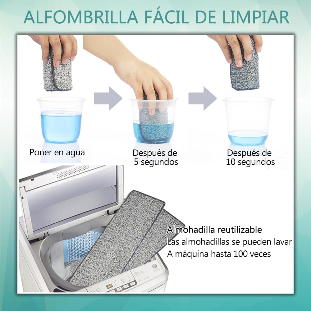 Mopa para Limpiar Azulejos y Paredes Mopa Fregona con Cubo Escurridor Trapeador Fregona Autoescurrible Mopas de Limpieza Suelos Mop Bucket Set 6 Almohadillas Gamuza Microfibra