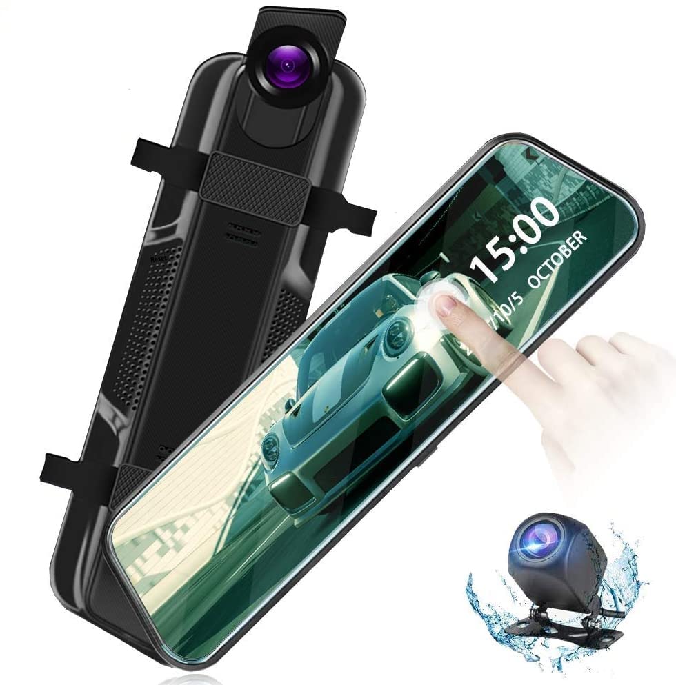 10 Dual Lens Mirror Dash Cam Firehorse Touch Screen Car DVR Front and Rear Mirror Camera Video Recorder