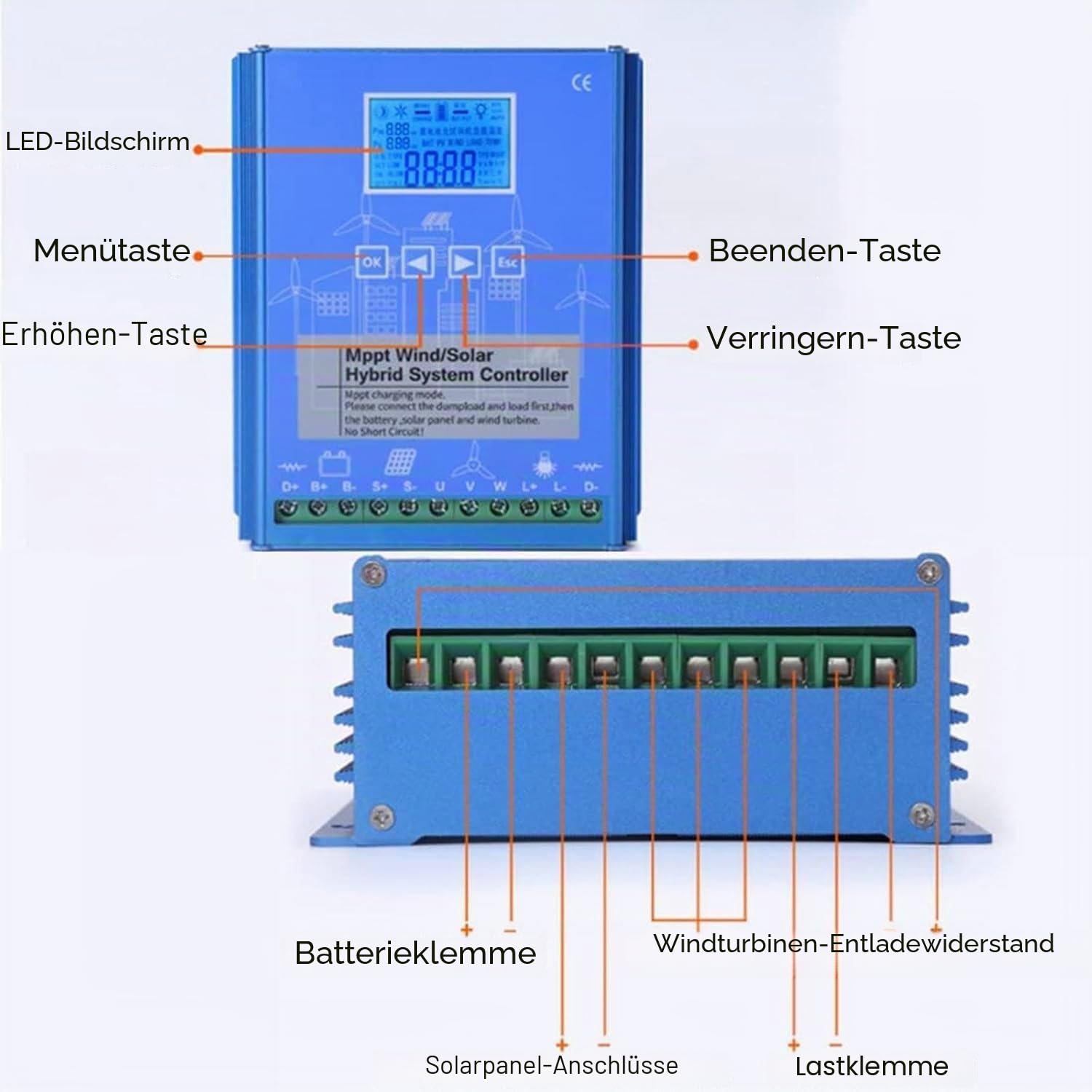 12000W-18000W Wind-Solar-Hybridsysteme MPPT-Laderegler mit Dump Load 10000-W-Windturbinengenerator 6000-W-Solarpanel,12000W-48V