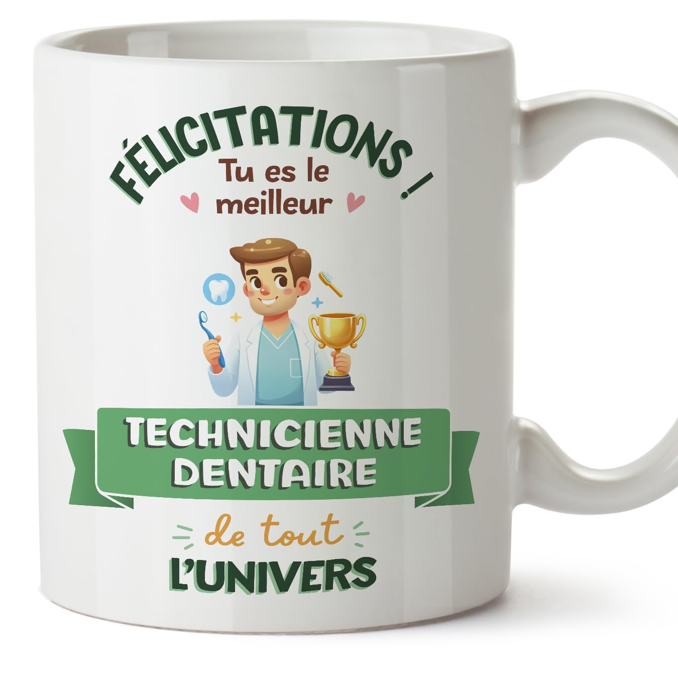 MUGFFINS Dental Technician Man Mug - in French - Meilleur Univers Trophée - Funny Gift for Colleagues - Ceramic 11oz Mug — image 1