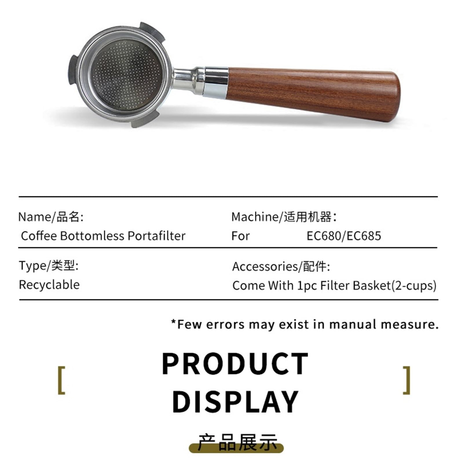 Portafiltro Sin Fondo For Café Con 3 Clavos, 51mm, Compatible Con Delonghi,Dedica Ec680 Ec685, Cesta De Filtro De Repuesto, Accesorio De Barista