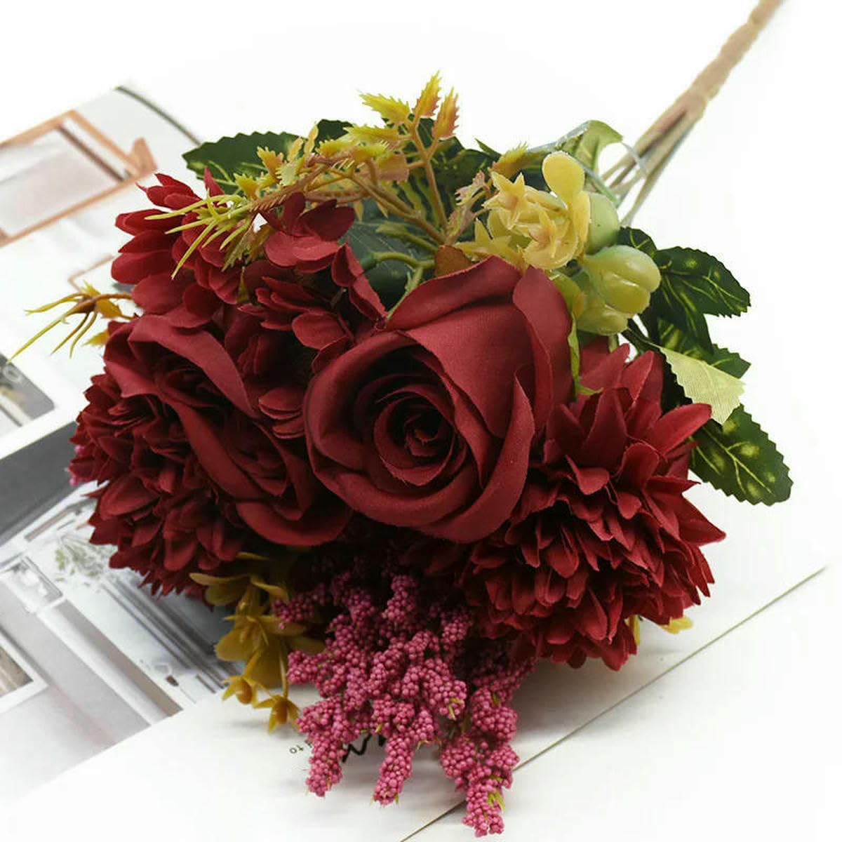 CVJdfhRE fake flowers， Artificial Flowers Bouquet European(3)