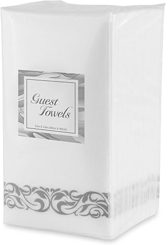 Miniatura 2 de Servilletas de cena desechables como tela con diseño de borde plateado, toallas de un solo uso con tacto de lino, absorbentes, suaves, elegantes,