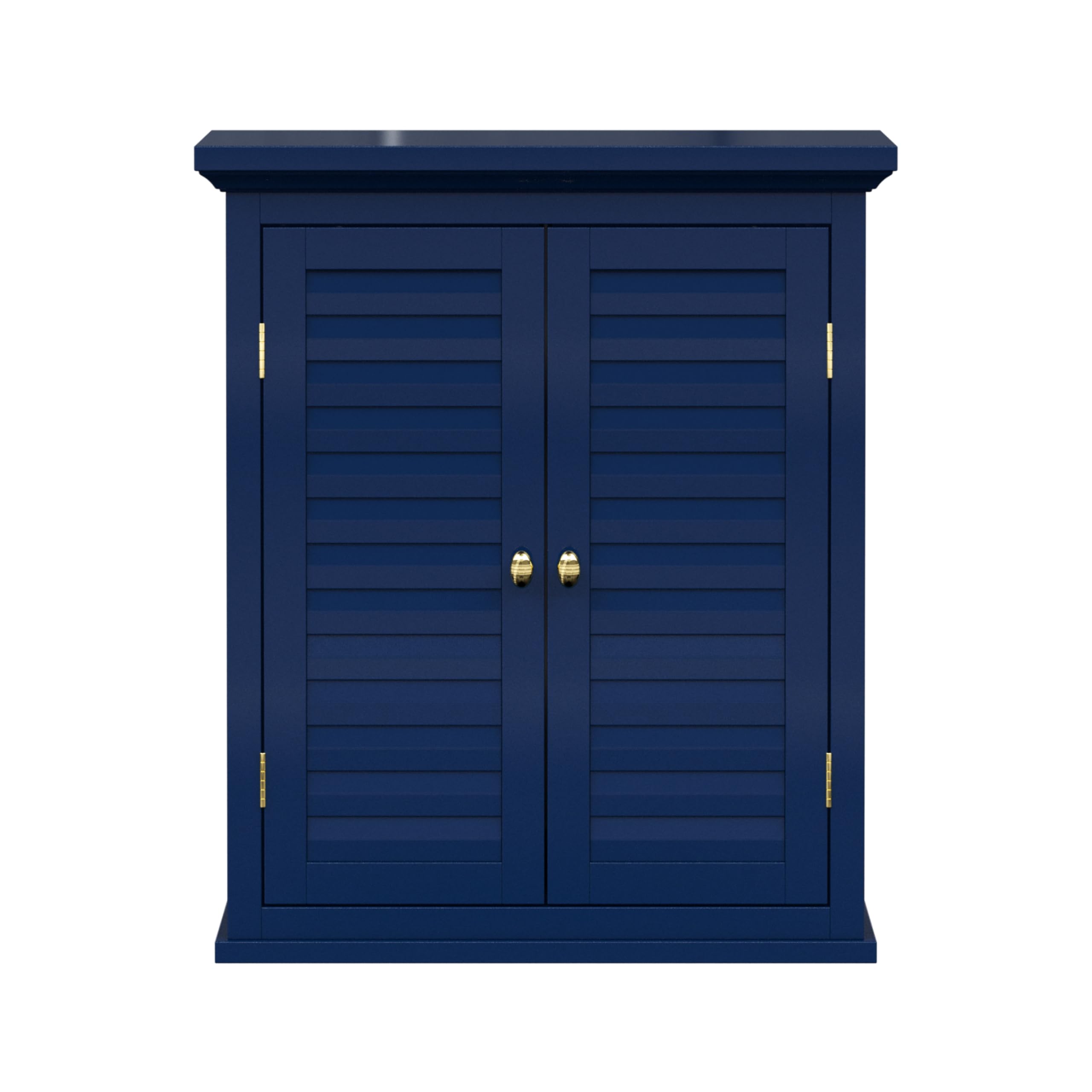 Teamson Home Glancy Removable Two-Door Wall Cabinet with Faux Louvered Doors, Navy