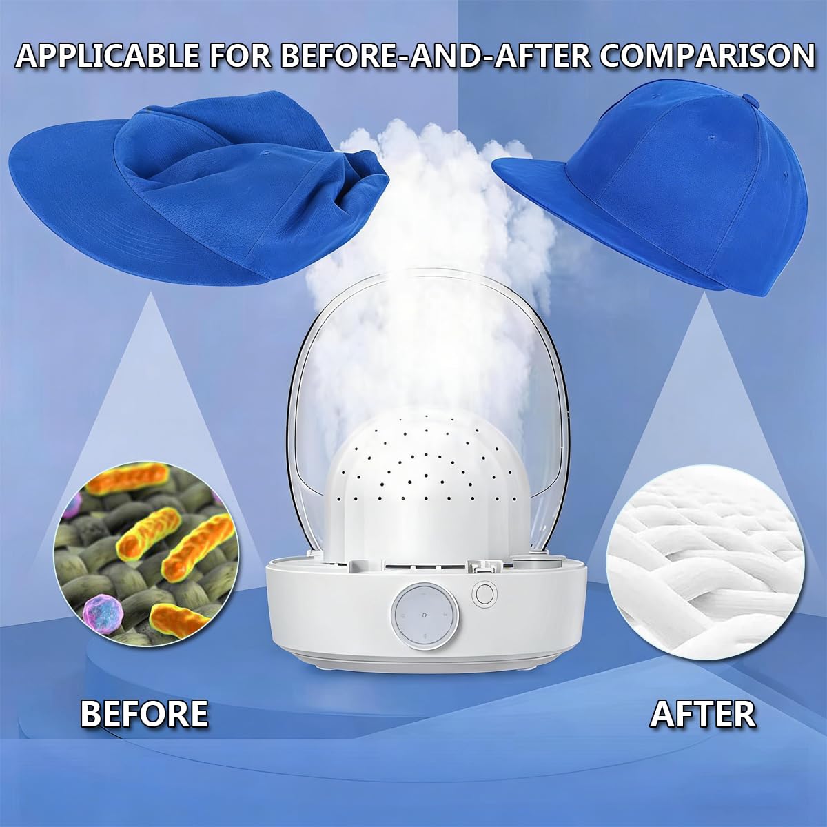 Cap Care Machine for Ironing and Steam Cleaning Baseball Caps and Bucket Hats