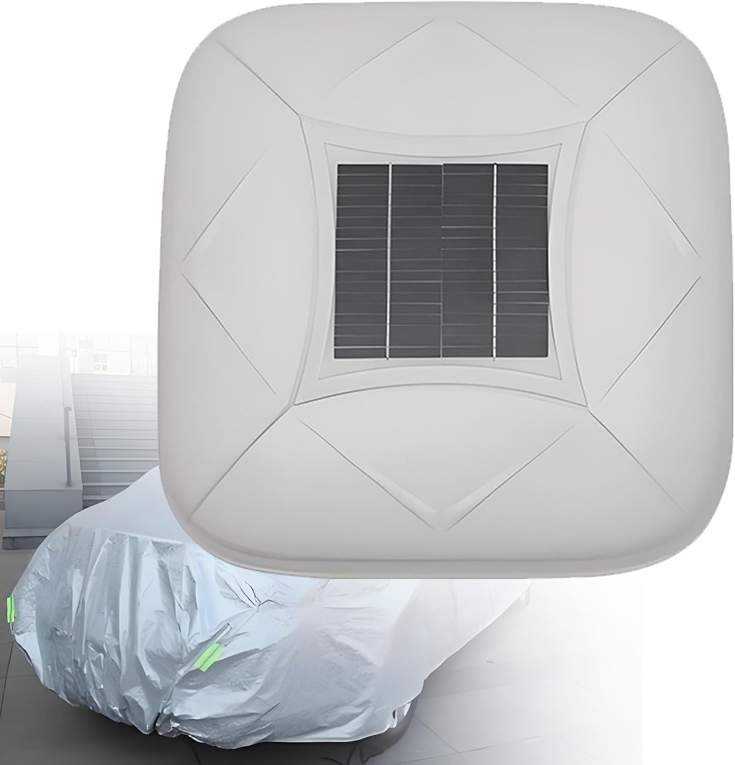 Fully Automatic Solar Car Cover, Remote Control Automatic Full Exterior Covers, Waterproof, Windproof & Snowproof Protection for Outdoor & Indoor Use, with Anti-Theft Device White-2L