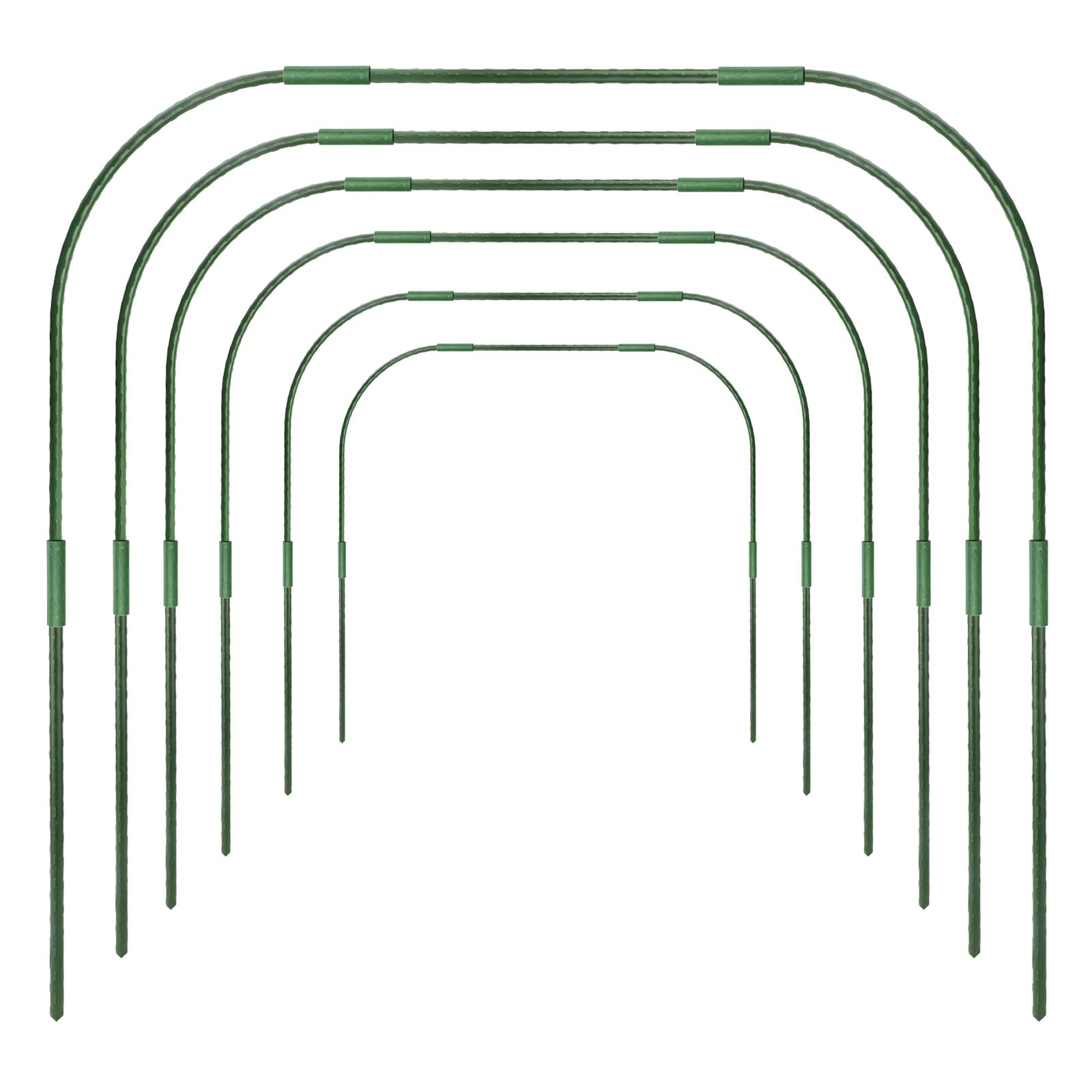 Warooma 6 x Gartenreifen für Reihenabdeckung, 86 x 91,4 cm, Gewächshaus-Rahmen, Tunnel-Reifen, rostfreier Stahl, mit kunststoffbeschichtetem Stützrahmen, Durchmesser 11 mm