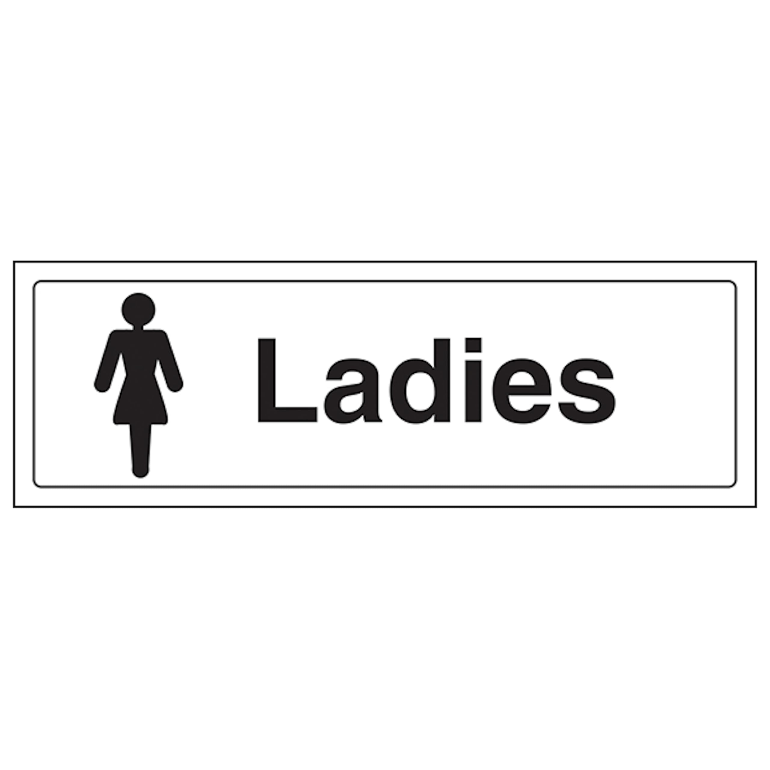 V Safety Ladies 450 x 150 mm - Glow In The Dark 1mm Rigid Plastic Safety Sign