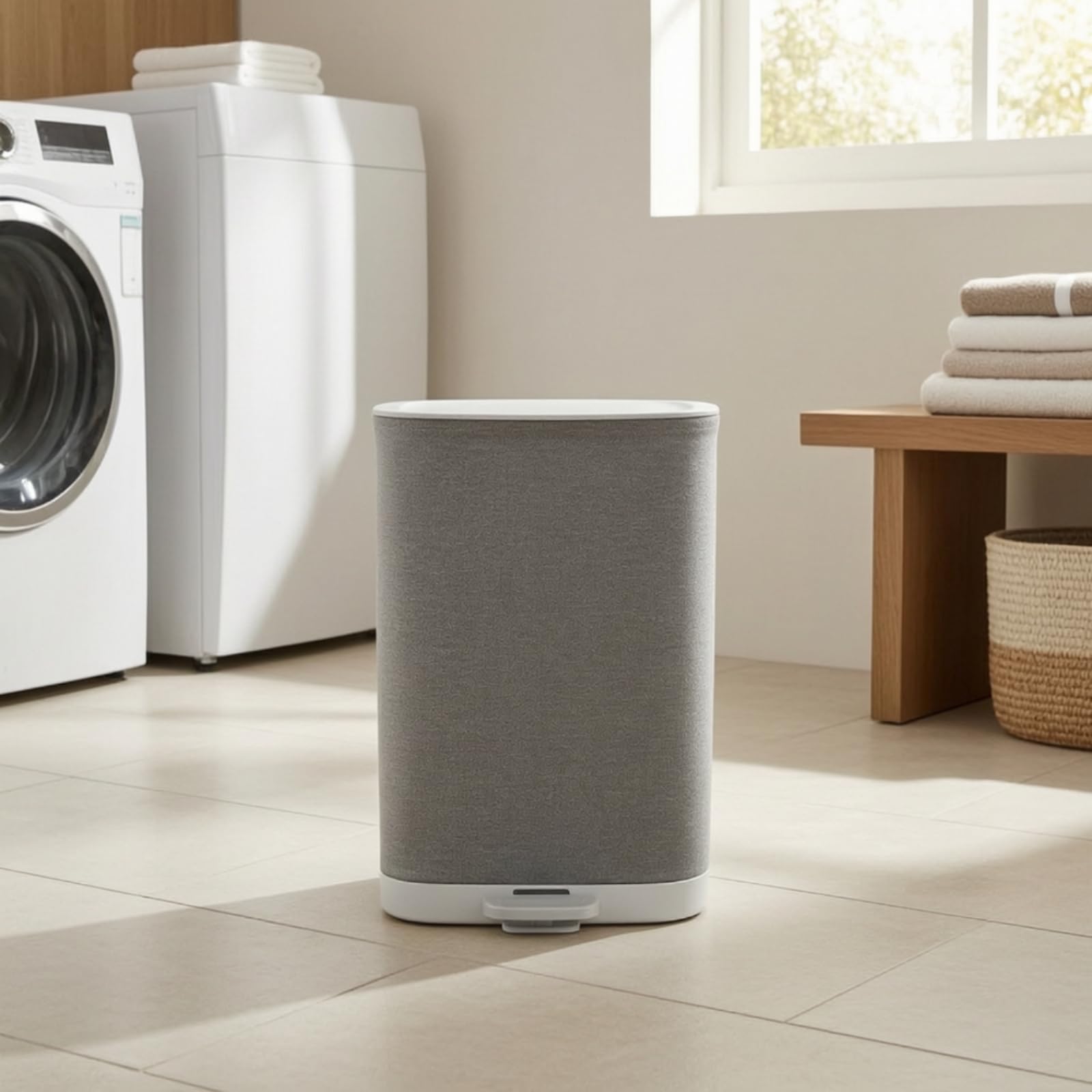Baoblaze Portabiancheria in Tessuto con Coperchio, 10L, Cestino Per Biancheria A Pedale Pieghevole, Modello 70496A, Stile Moderno E Minimalista