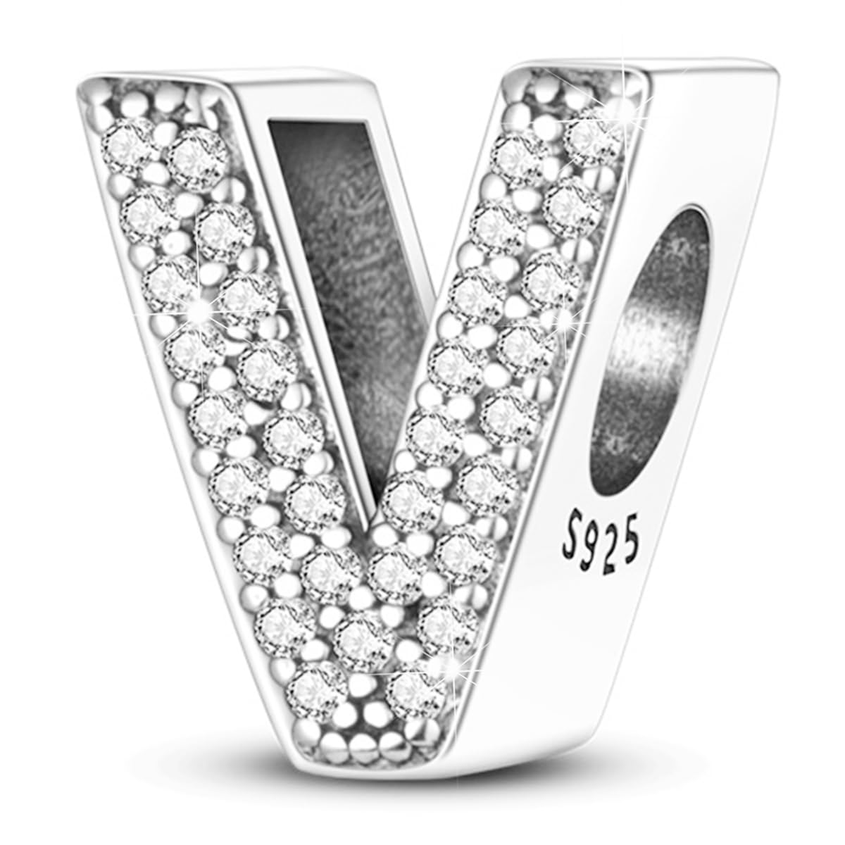 PARCOM Letter Charms Fits Pandora Bracelets S925 Sterling Silver Initial Charms for Bracelets Alphabet A-Z Letters Bead Bracelets Necklace Pendent