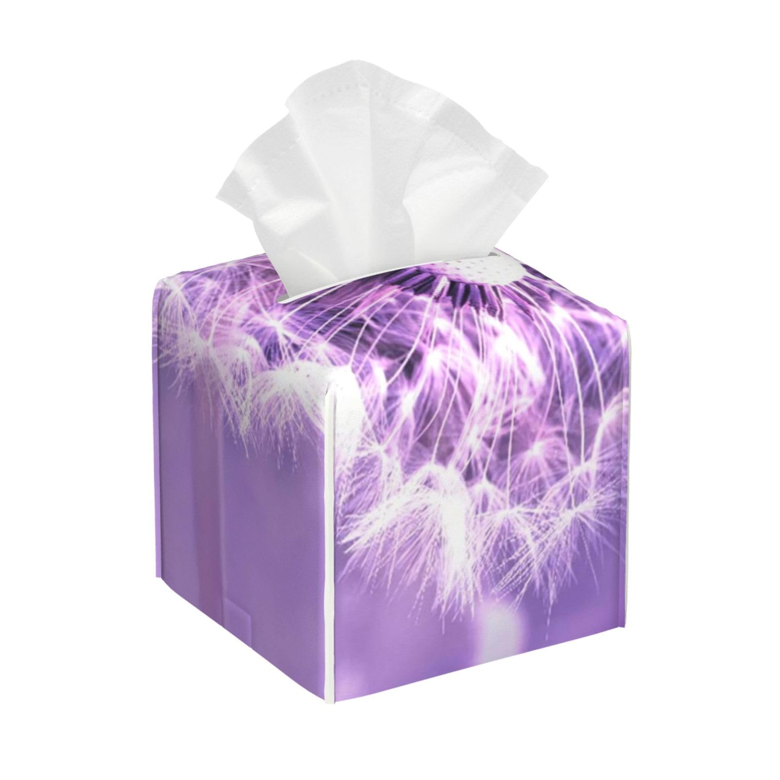 Beautiful Dandelion Flower Against A Purple Background PVC Cube Tissue Pack for Home Office Bathroom Use
