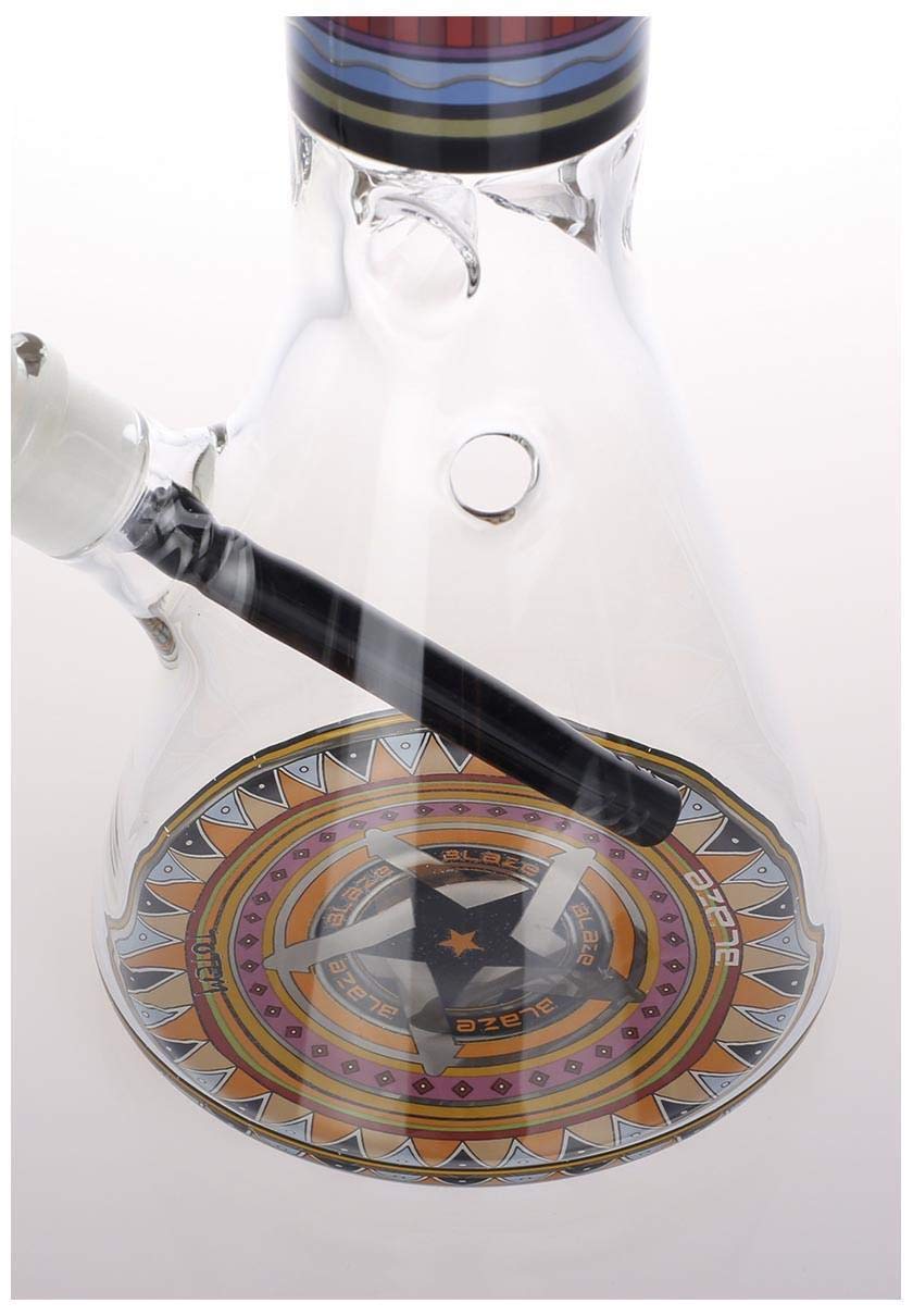 Blaze Glass Wasserpfeife, Erlenmeyer-Kolbenbong, EIS-Bong | 37 cm, NS 19 (18,8mm), NS 14 (14,5mm) | klar | 7 mm dickes, robustes BOROSILIKATGLAS, handgefertigt | Totem | von bong-discount