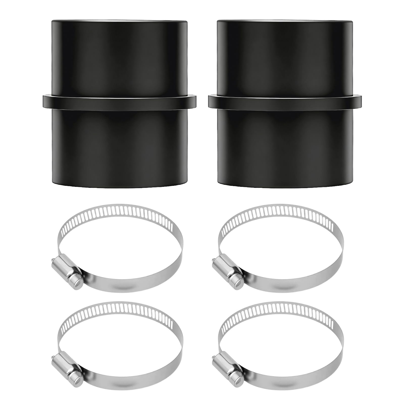 2PCS 75mm Air Ducting Connector, Plastic Heater Ducting Joiner Connector with 4 Hose Clamps, Connector Round Ventilation Duct Pipe for Diesel Heater Ducting