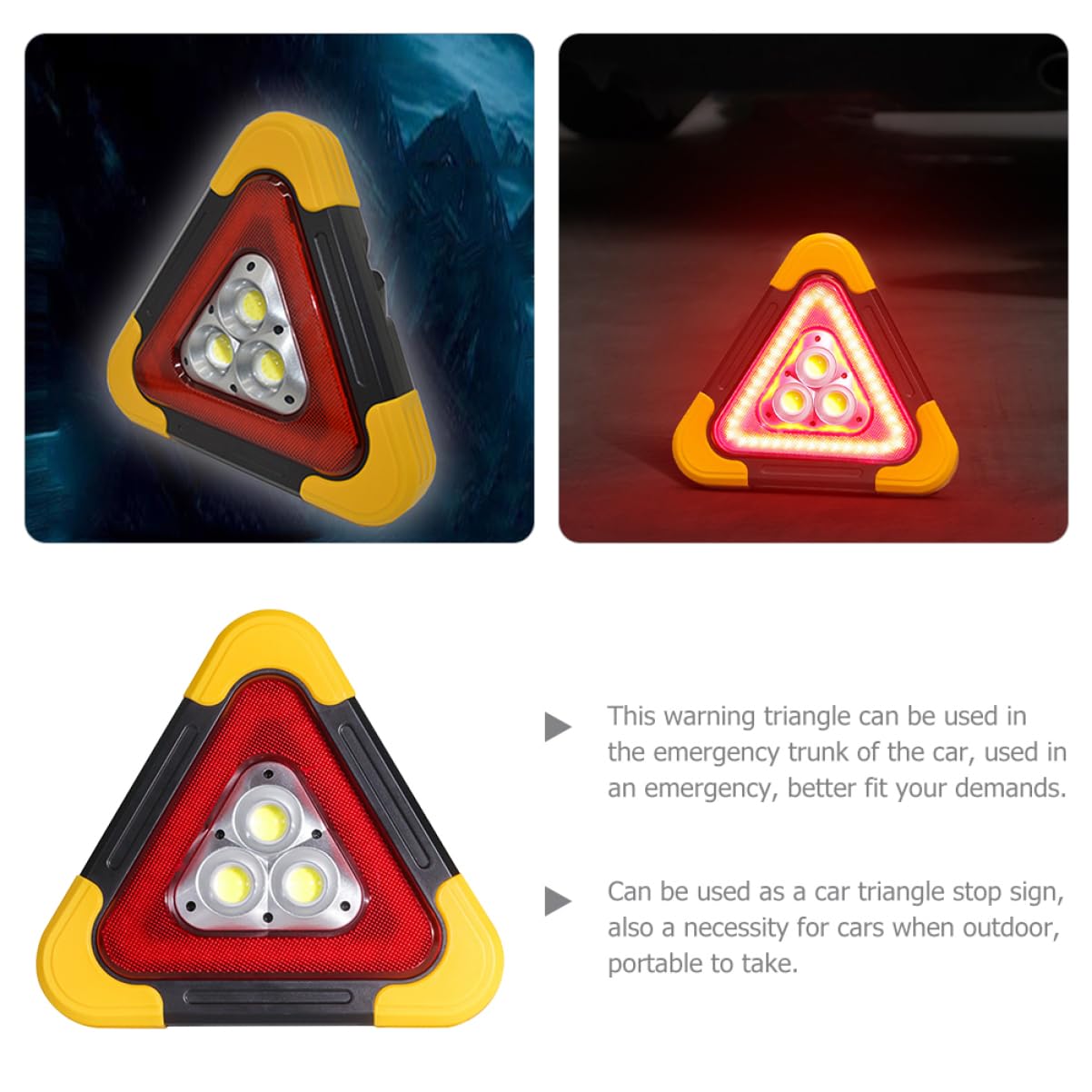 Hemobllo Triángulo de Emergencia Luces LED para Vehículos de Trabajo y Tractores, Diseño Triangular Estable y Multifuncional para Construcción Vial al Aire Libre