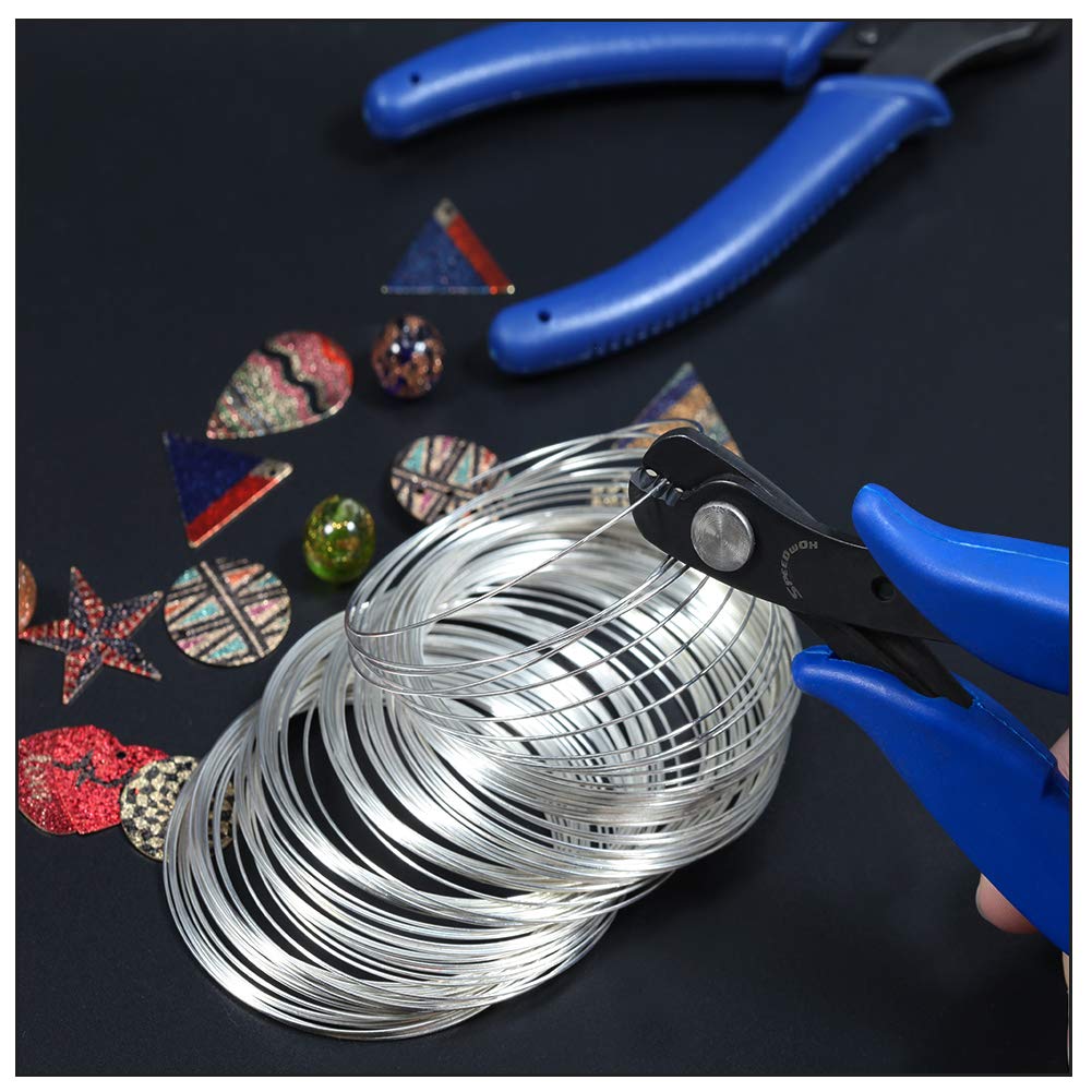 Speedowox - Pinze da taglio per cavi di memoria da 100 anelli in argento con 100 fili di memoria per braccialetti e gioielli, per lavori di hobby, lavori di bricolage, fai da