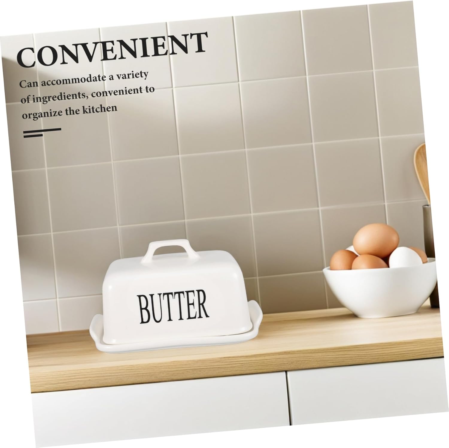 TIDTALEO Elegant Ceramic Butter Keeper Crock with Lid Airtight Butter Storage Jar for Fresh Spreadable Butter for Kitchen Countertop Dining Experience