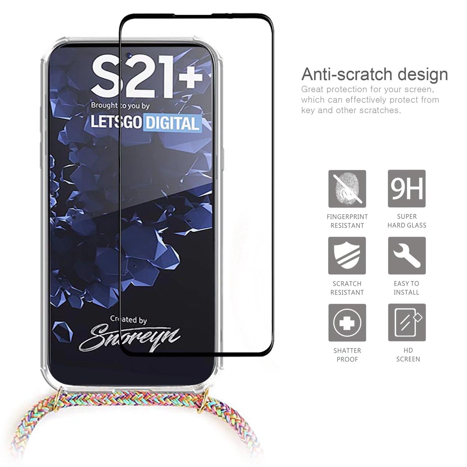 FMPCUON Cover Trasparente con Cordino Compatibile con iPhone 7 / iPhone 8 Caso Custodia Protezione TPU Ultra Sottile Case + Vetro Temperato, Necklace Cordoncino Smartphone Collana Chain Cord