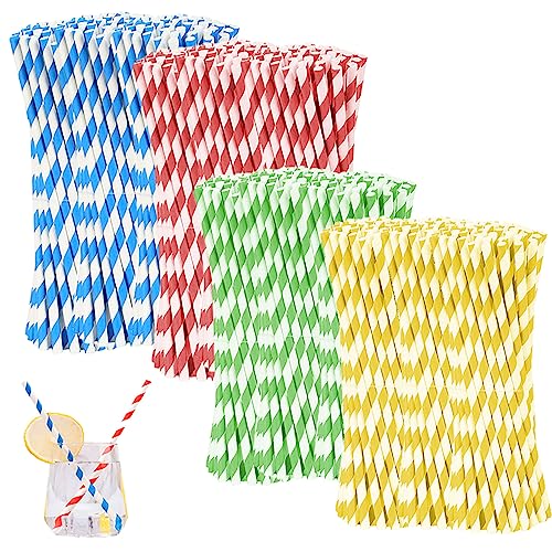 Strohhalme Papier, 500 Stück Papiertrinkhalme, Bunte Papier Trinkhalme Geeignet für Cocktails, Kaffee oder Saft, Partys, Hochzeiten und Anlässe, Party Strohhalme 4 Farben