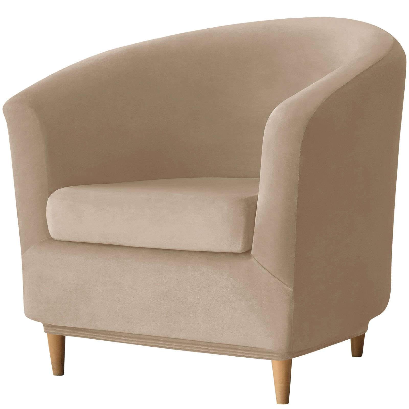 WJHDWYD 2 Piece Chesterfield Convertible Armchair Cover, Velvet Club Chair Cover with Non-Slip Cushion Cover Tub Chair Sofa Cover for Hotel(Chameau)