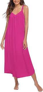 Womens Nightgown Sleeveless Long Night Gown Full Slip Sleep Dress Print Sleepwear Soft Lounge Dress