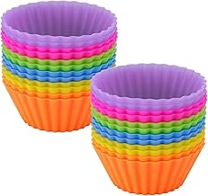 Silicone Muffin Mould, Silicone Baking Mould, Reusable Muffin Cases for Use in Cakes, Puddings, Cream, 6 Colors, 24 Pieces