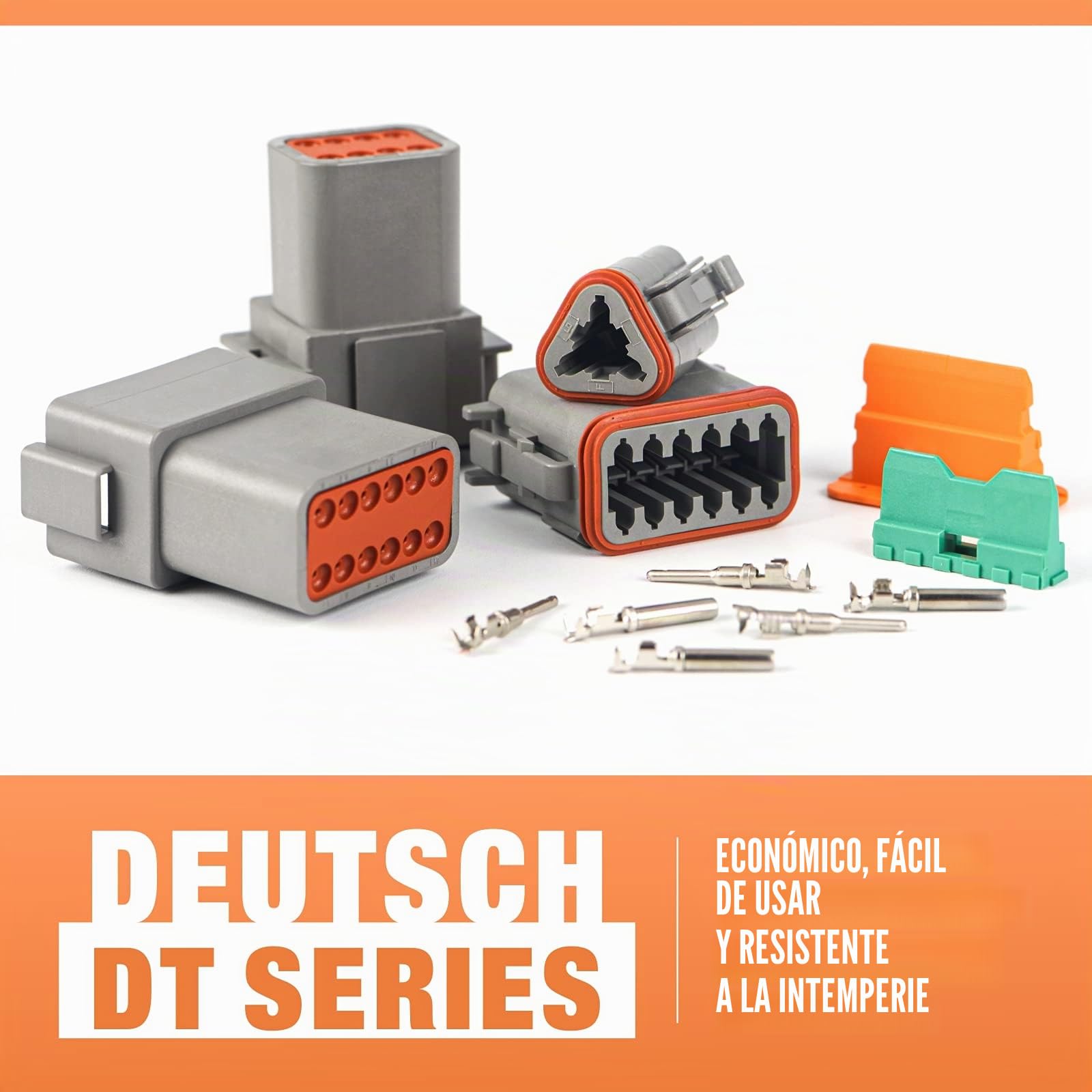 Serie DT Deutsch Conector Surtido, Tamaño 16 Contactos sellados, Conectores eléctricos para automoción, impermeables, 188 piezas