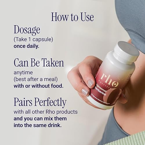 Miniatura 6 de Rho Nutrition Cápsulas de berberina liposomal, suplemento de ultra alta absorción, apoya la función inmunológica, la salud intestinal y la salud