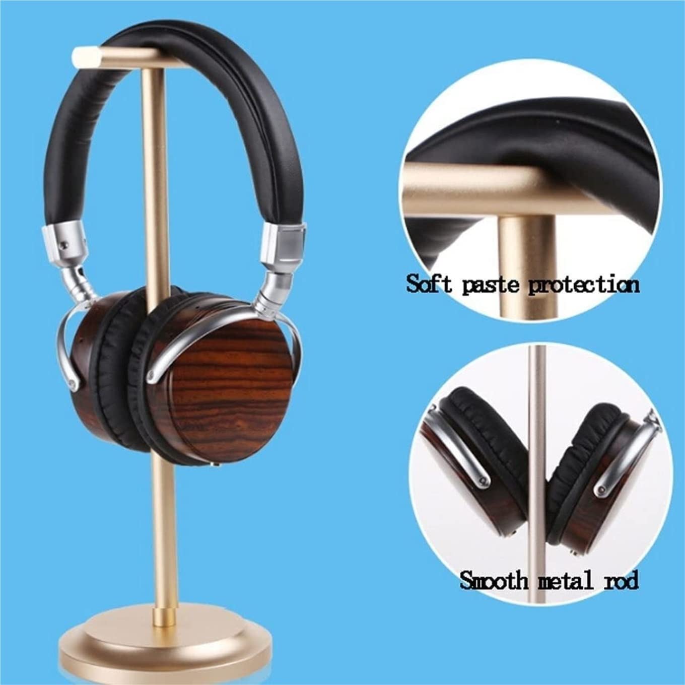 Support pour Casque Audio, Support De Casque en Métal Stéréo Simple Adapté À Tous Les Casques Accessoires Bureau(Gold,A)