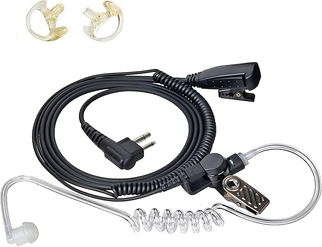 UAYESOK Covert Security Earpiece Walkie Talkie Headset for Motorola 2 Pin XT420 XT460 CP040 GP300 DP1400 CLS1110 CLS1410 Hytera Radio with Air Covert Acoustic Tube PTT Mic Microphone