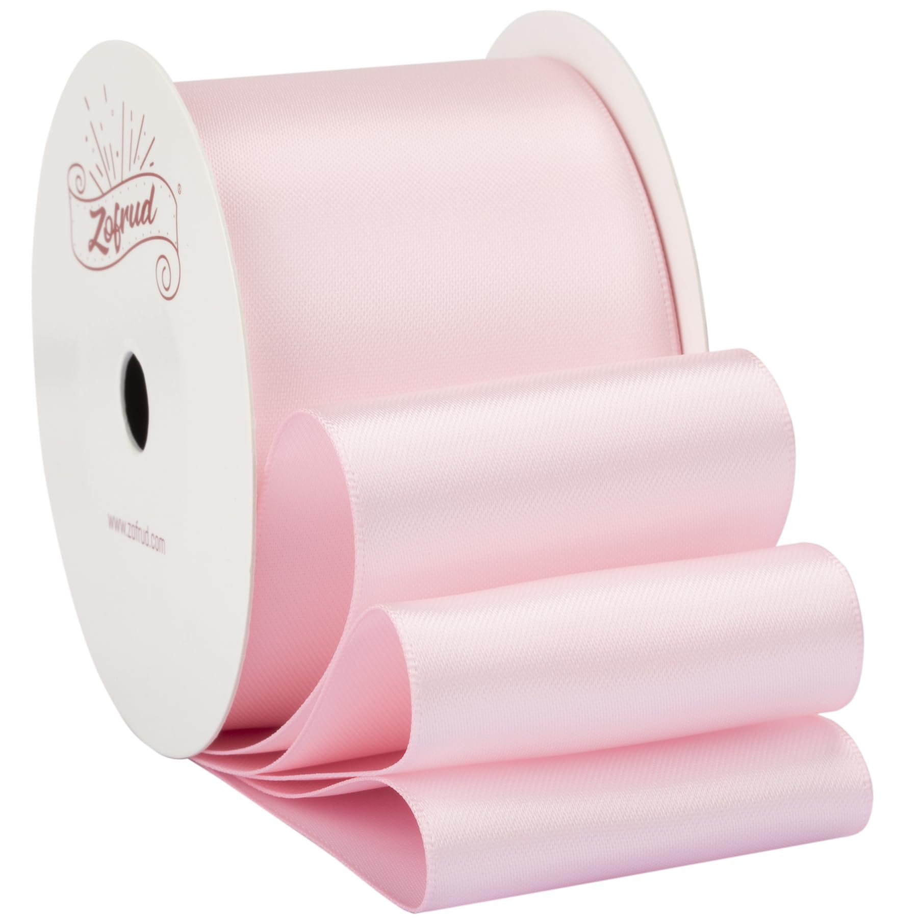 Zofrud Lt. Pink Satin Ribbon 50mm x 9 Meters - Ideal for Crafts, Gift Wrapping, Flower Bouquet, and Weddings