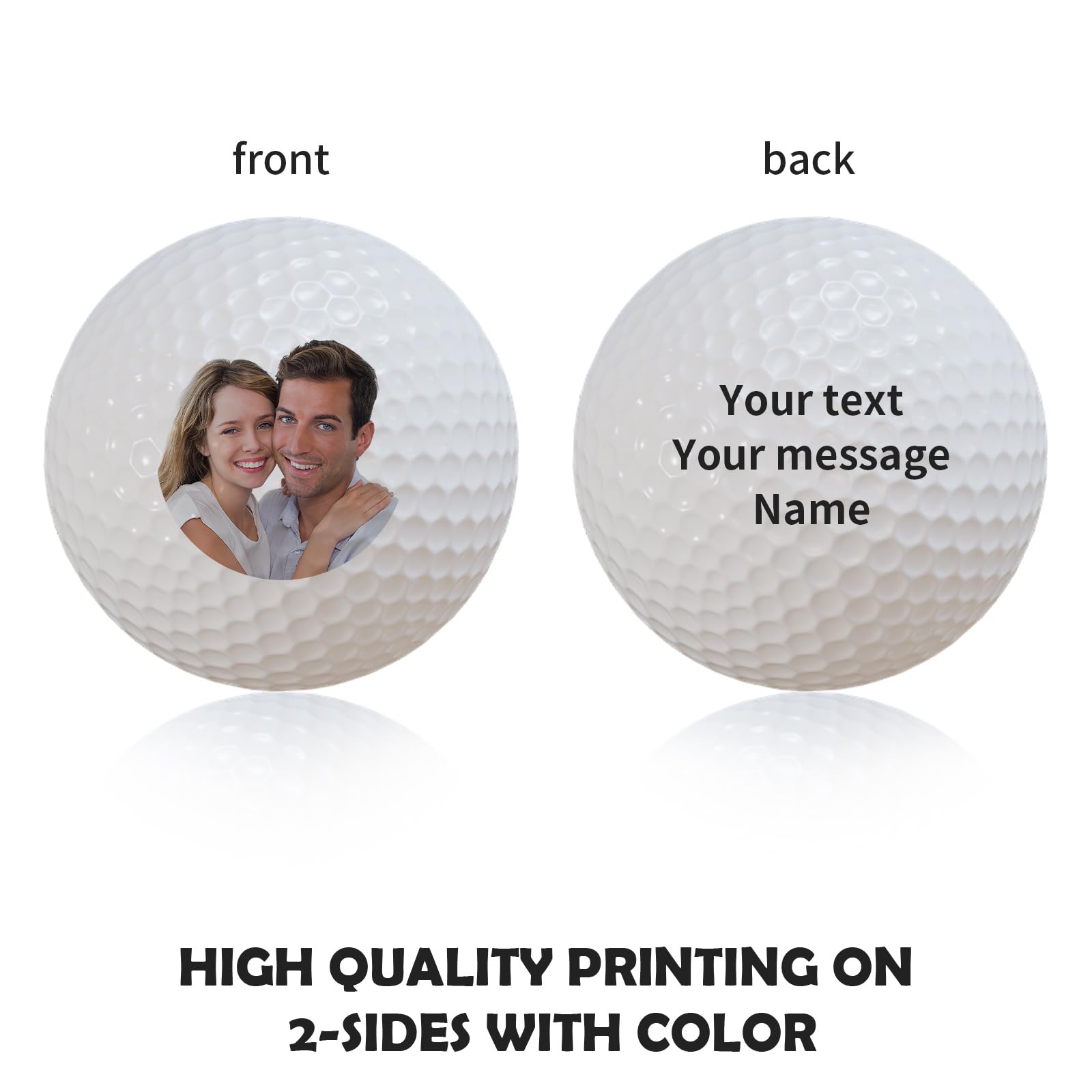 Pelotas de golf personalizadas de doble cara con nombre, logotipo o texto para regalos y eventos