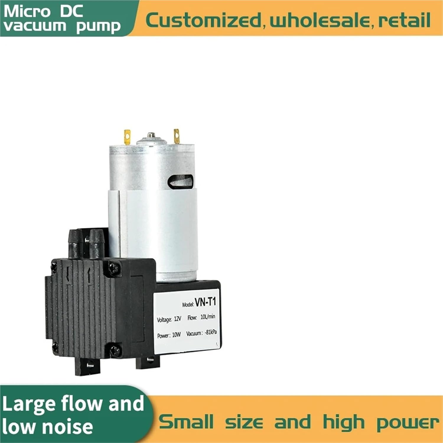 Small DC 12v 24v -81Kpa Electric Diaphragm Vacuum Pump Mini Vacuum Pump Suction Vacuum Pump VN-T1 1Pcs(VNT1-24V)