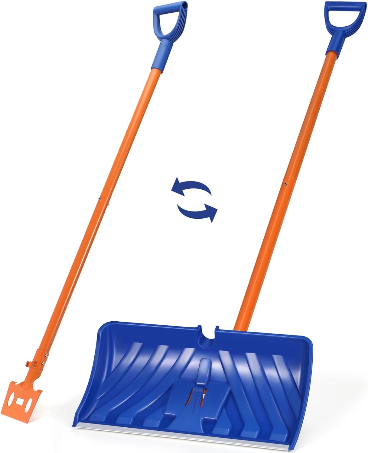 Qmetalart 2-in-1 Heavy Duty Snow Shovel and Ice Chopper – 55" Large Snow Shovels for Driveway, 53" Metal Ice Scraper for Snow Removal – Winter Shovel for Sidewalks, Patios and Walkways