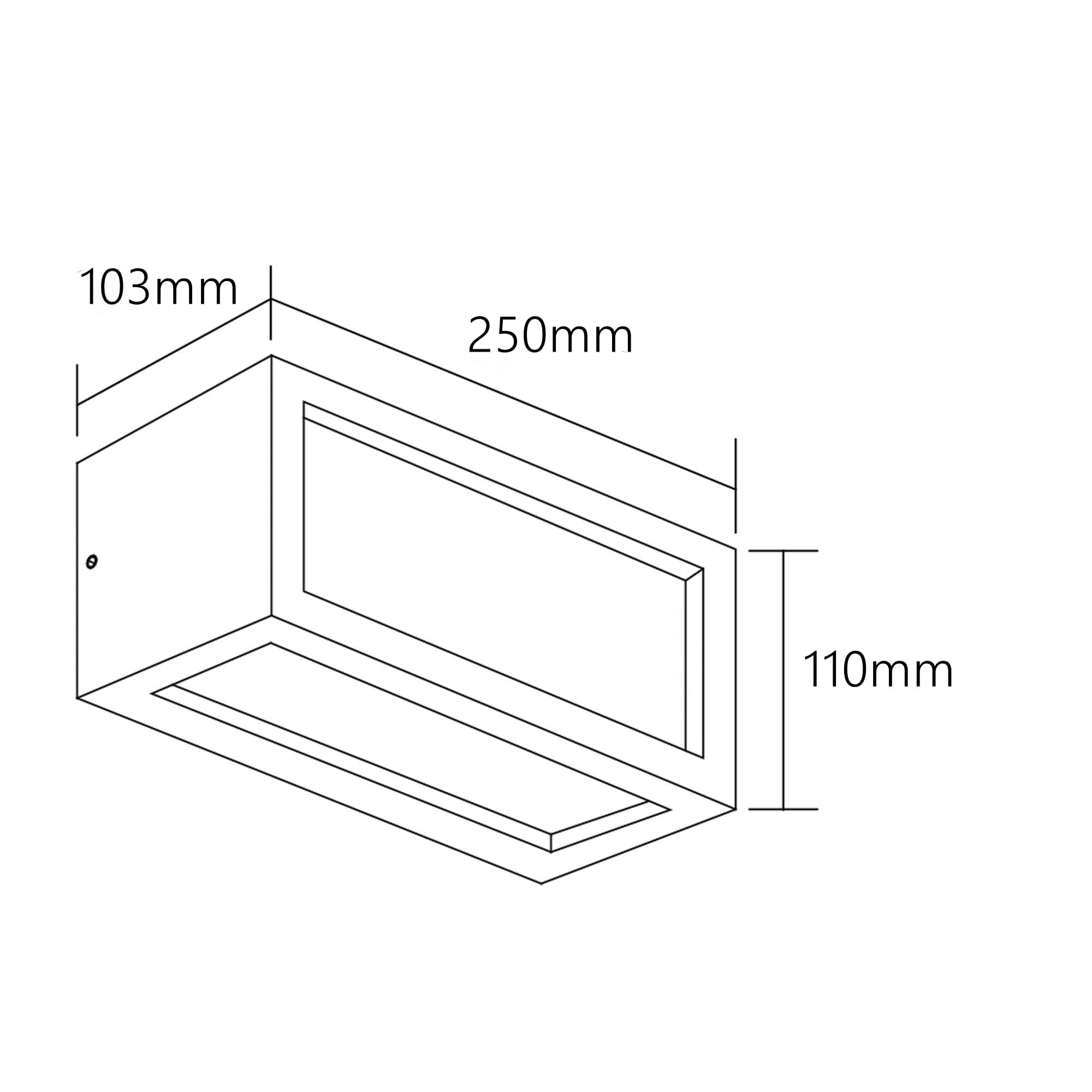 Dopa Applique da Parete Esterno Attacco E27 Design Rettangolare in Alluminio 3 Fasci di Luce Diffusa Lampada da Muro per Interno Balcone Terrazzo IP65 (Nero)