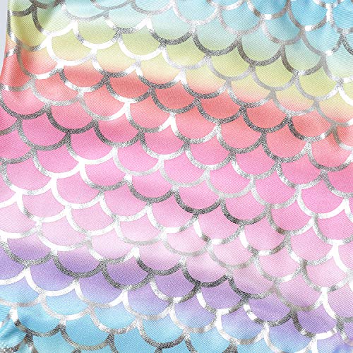 Image of Girls Mermaid Bathing Suits Swimsuits Rainbow Kids Beach Swim Clothes Size 8 9