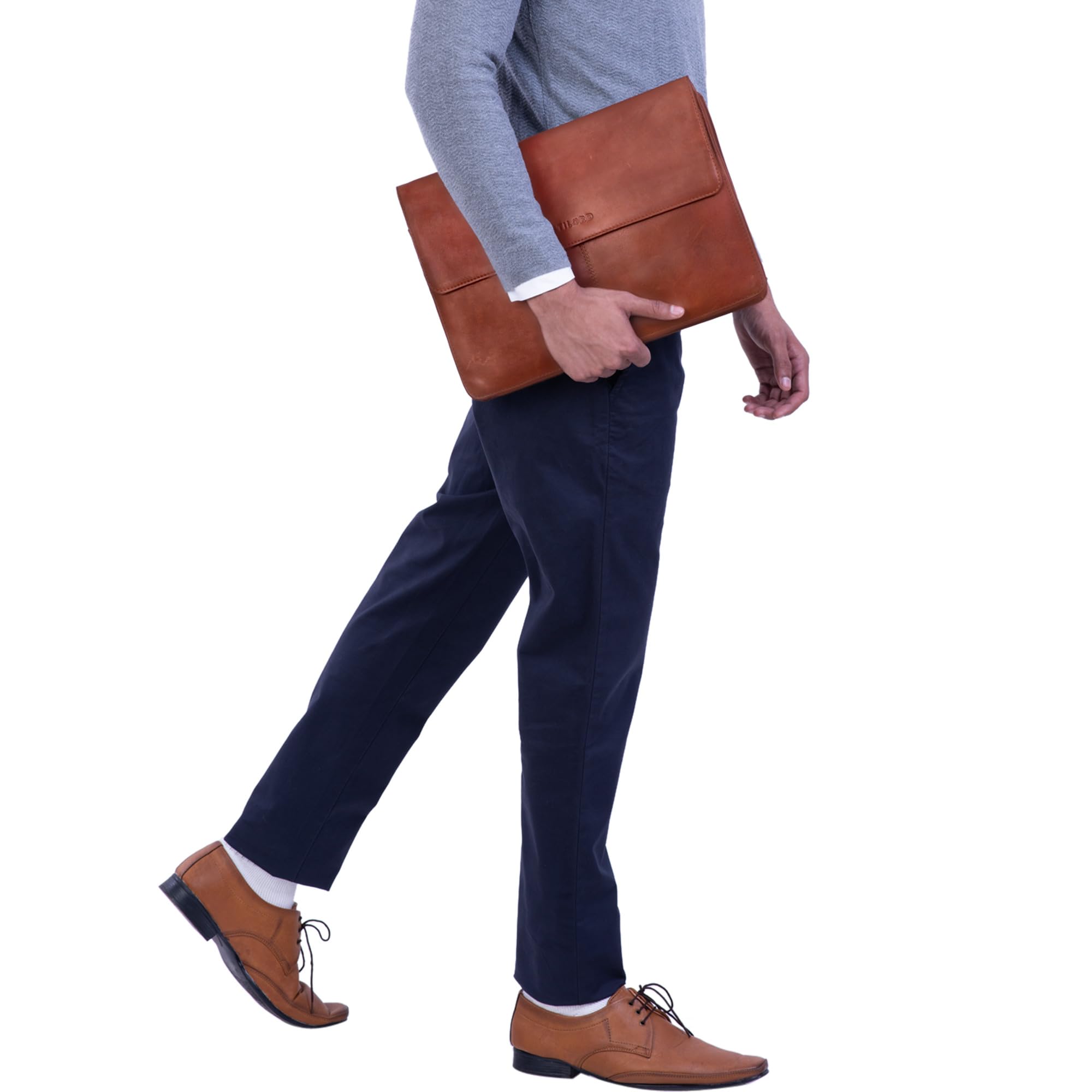 STILORD Clark Notebooktasche für MacBook 13,3 Zoll Laptoptasche für MacBooktasche 14 Zoll Tablettasche Akten-Mappe Konferenzmappe DIN A4 echtes Rindsleder Farbe:Cognac - braun
