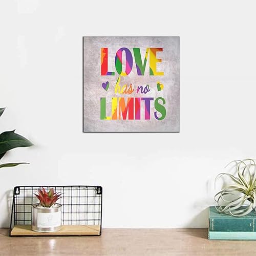 Miniatura 3 de Mesllings Gay and Lesbian Wood Signs, Pride Parade Love Has No Limits Signs for Home Decor, 6" x 6" Gay and Lesbian Wall Art Wood Plaque, Retro