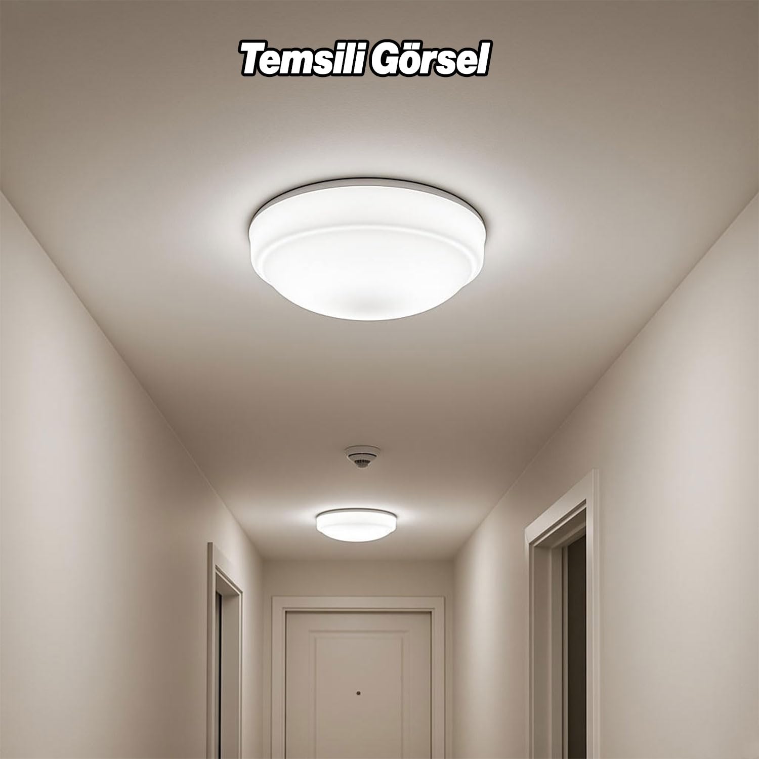 Tavan Üstü Beyaz Armatür Sensörsüz Merdiven Önü Apartman İçi Kullanım LED Uyumlu Avize Şık Tasarım