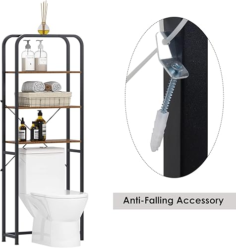 Miniatura 6 de soges Estante de almacenamiento de baño de 3 niveles, estante de almacenamiento independiente sobre el inodoro, organizador de baño ahorrador de