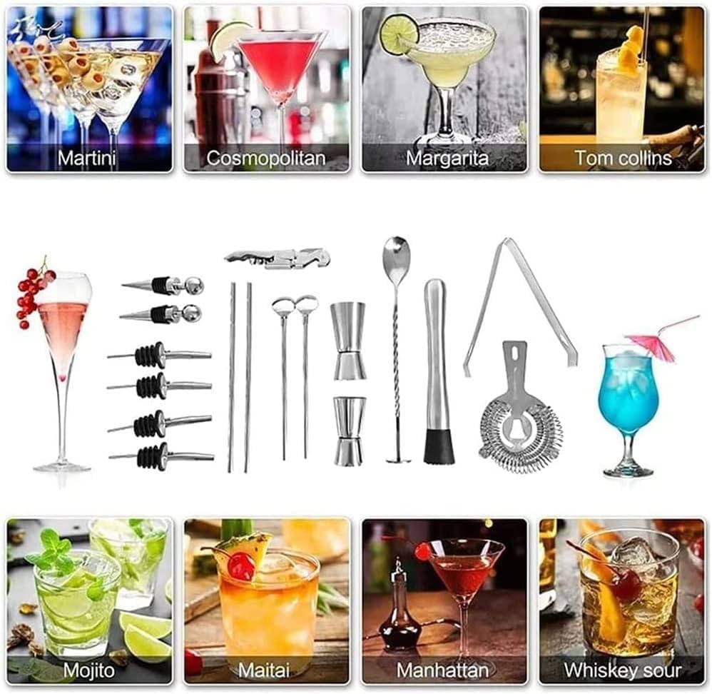 Set de coctelera y herramientas de bartender 20 piezas miniatura 5