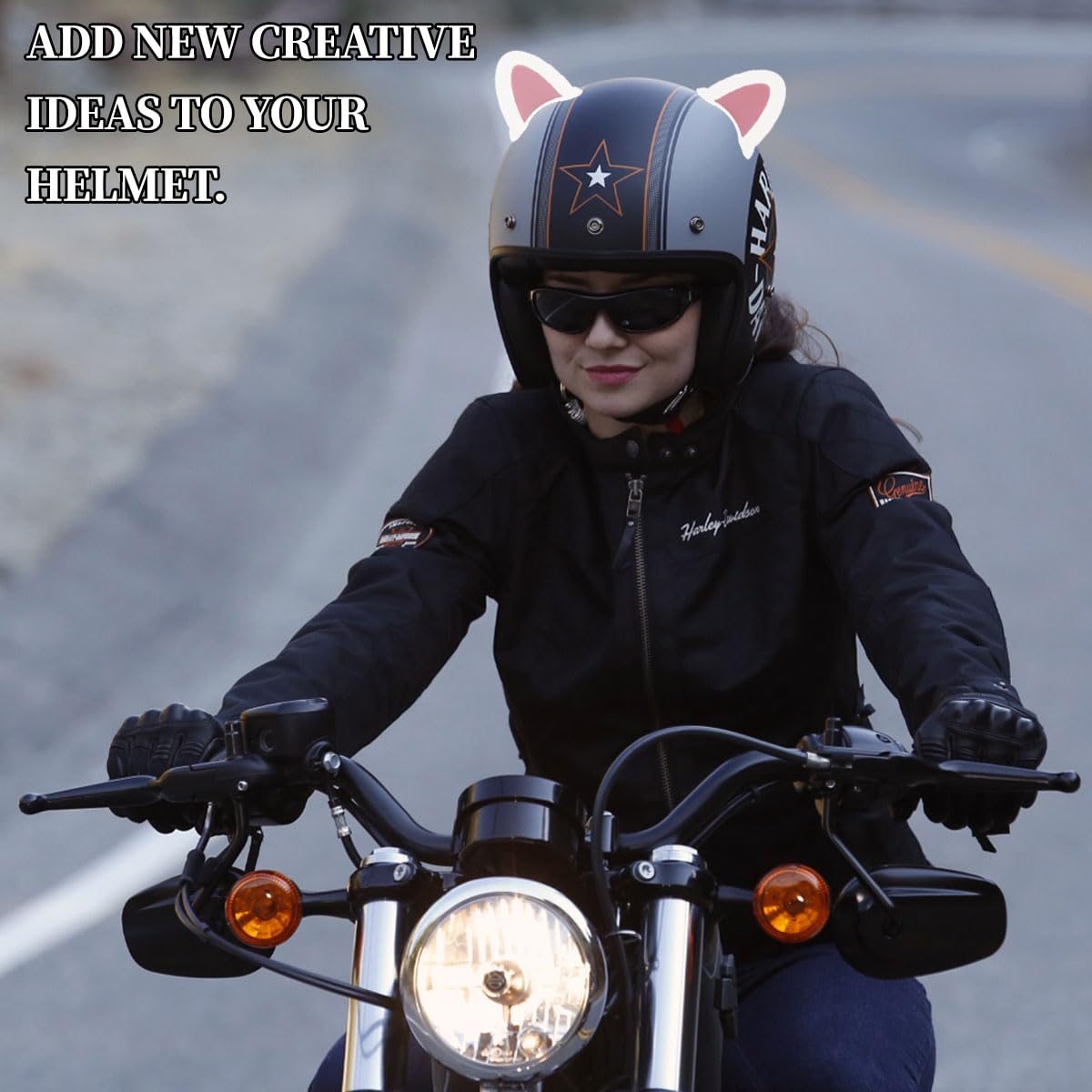 2 Pares Pegatinas Orejas De Gato Para Casco De Motocicleta - Adorno Lindo Decoración Casco Moto