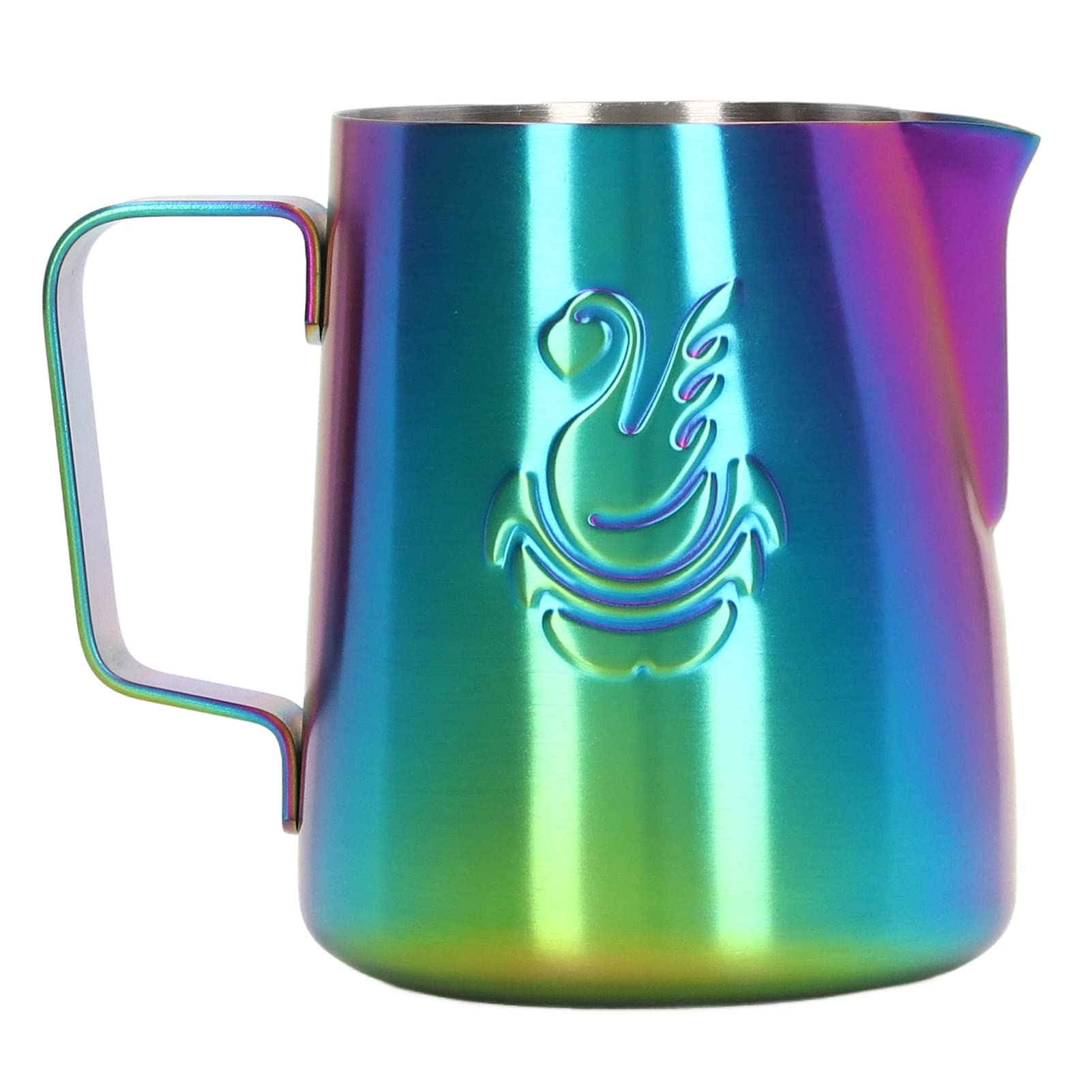 GLOGLOW Jarra de Espuma de Leche, Acero Inoxidable, Pico águila, 380ml para Cappuccino Latte Art, Herramientas de Barista (COLORFUL)