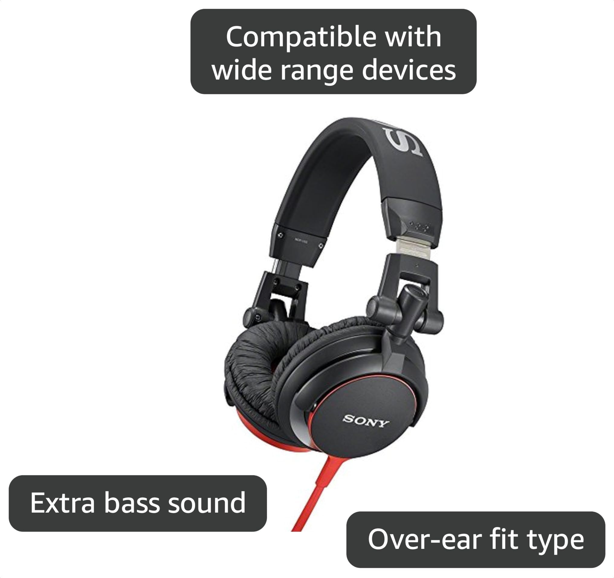 Amazon.com: Sony MDRV55 Red Extra Bass & DJ Headphones MDR-V55 MDR